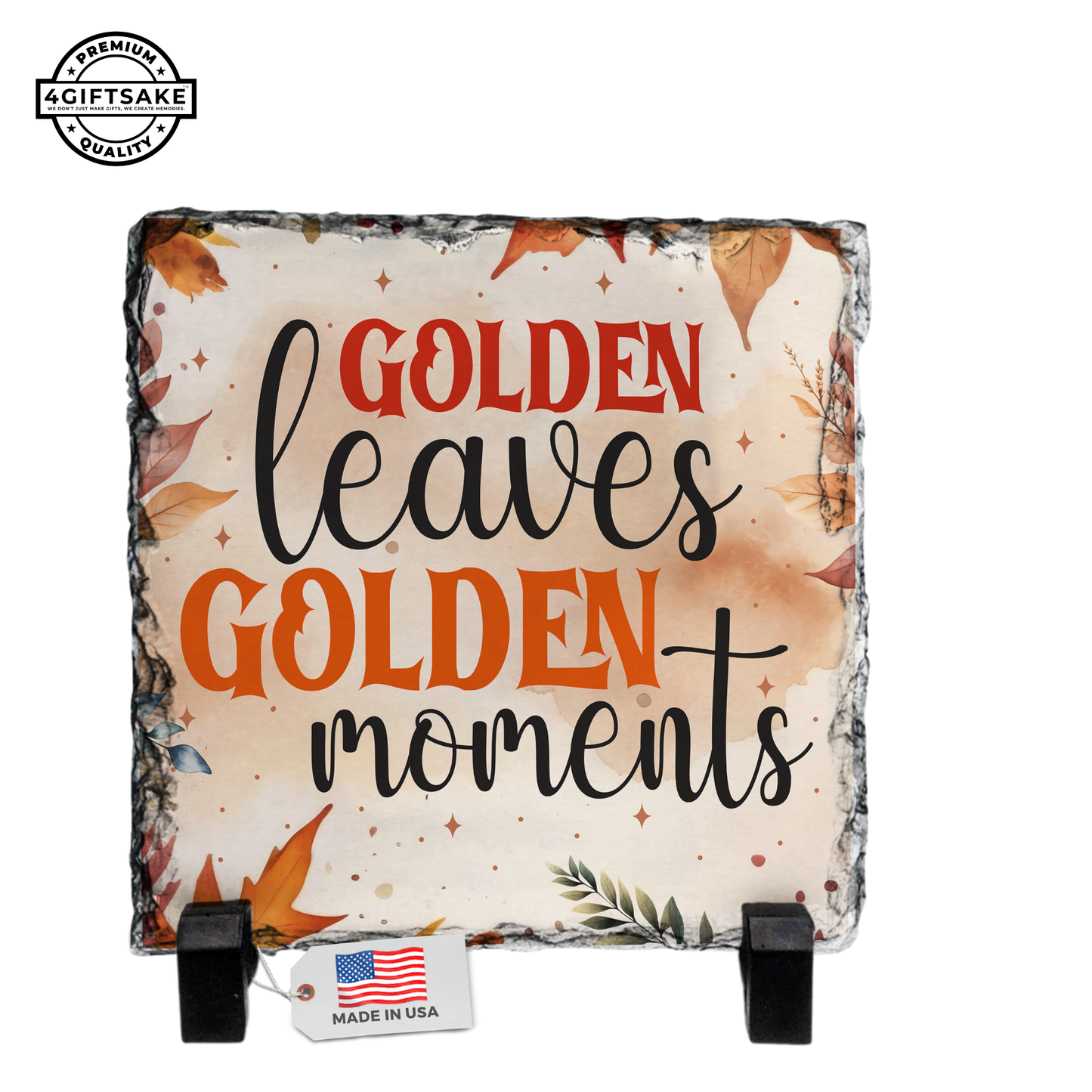 Golden Leaves, Golden Moments - Seasonal Stone Plaque For Fall