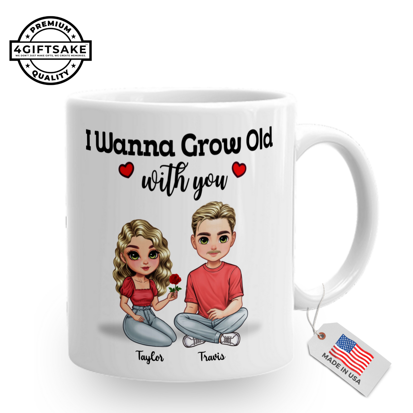 I Wanna Grow Old With You - Double Sided Personalized Mug