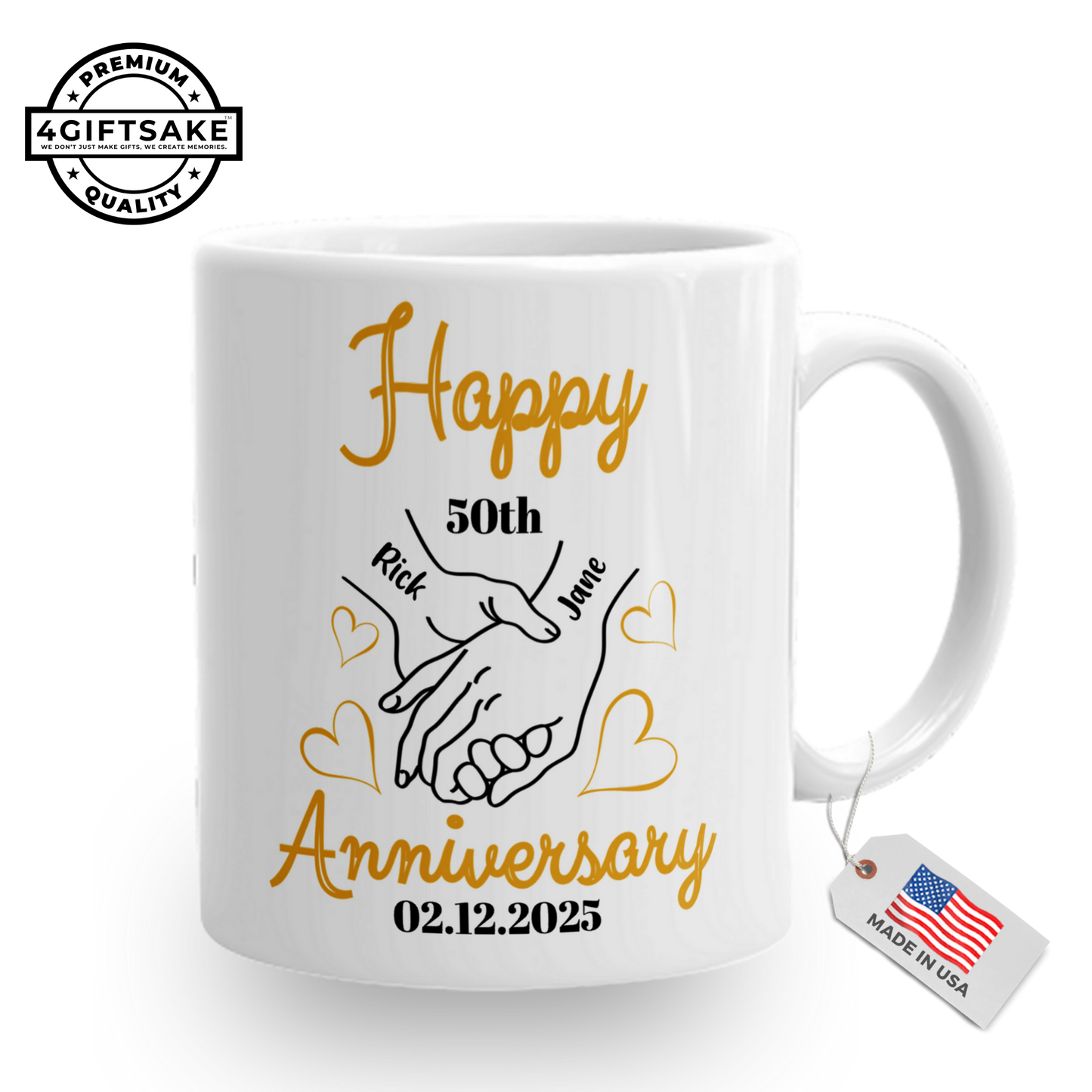 Happy Anniversary! Custom Names and Dates - Double Sided Personalized Mug