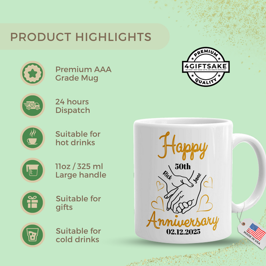 Happy Anniversary! Custom Names and Dates - Double Sided Personalized Mug