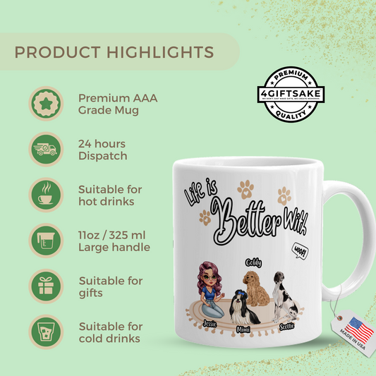 Life is Better With Dogs! - Double Sided Personalized Mug