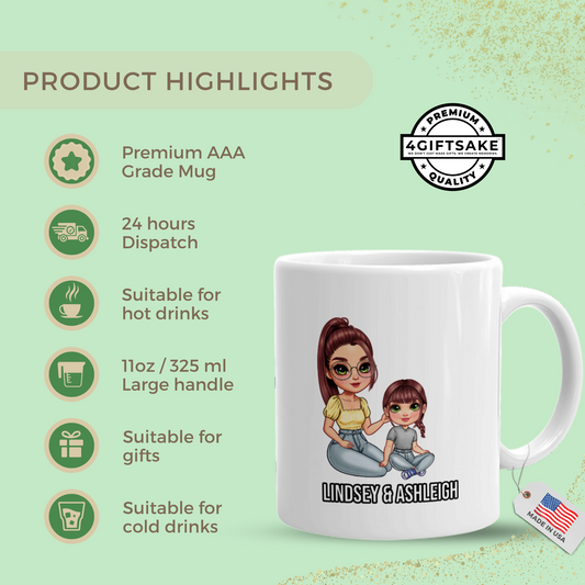 Pink Bow Custom Appreciation Gift - Fully Customized Double Sided Mug