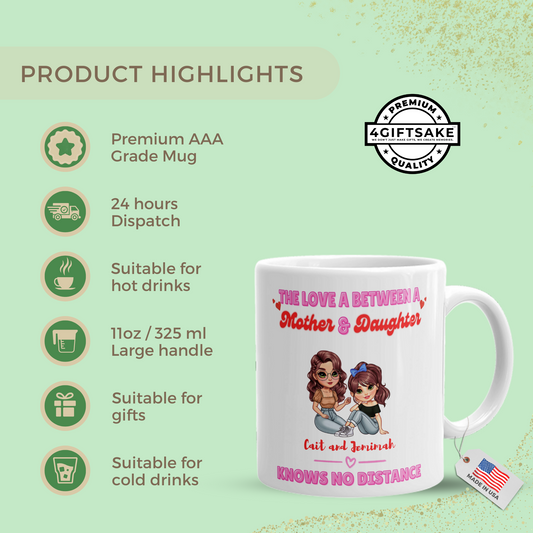 The Love Between A Mother & Daughter Knows No Distance - Fully Customized Double Sided Mug