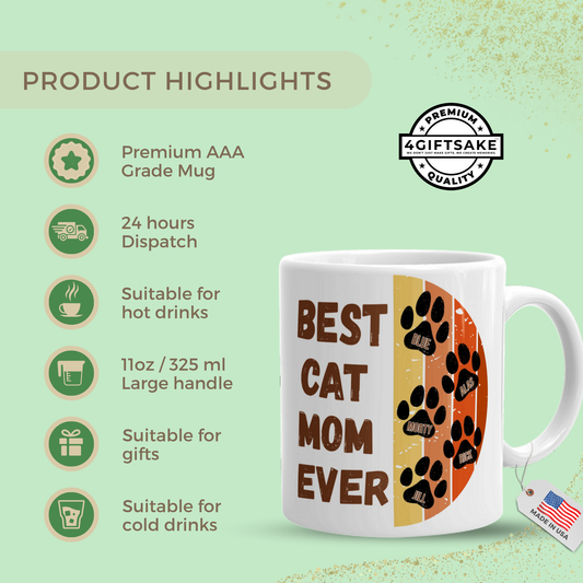 Best Cat Mom Ever - Double Sided Personalized Mug