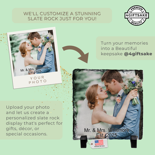Wedding-Slate - Fully Customizable Stone Plaque Frame for Couples