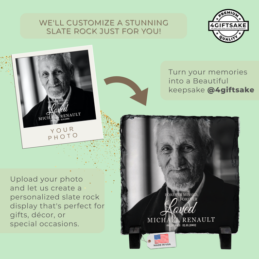 Memorial-Slate - Fully Customizable Stone Plaque Frame To Remember A Loved One