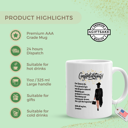 Graduating girl with a custom message - Class of 2025 - Personalized Double Sided Mug