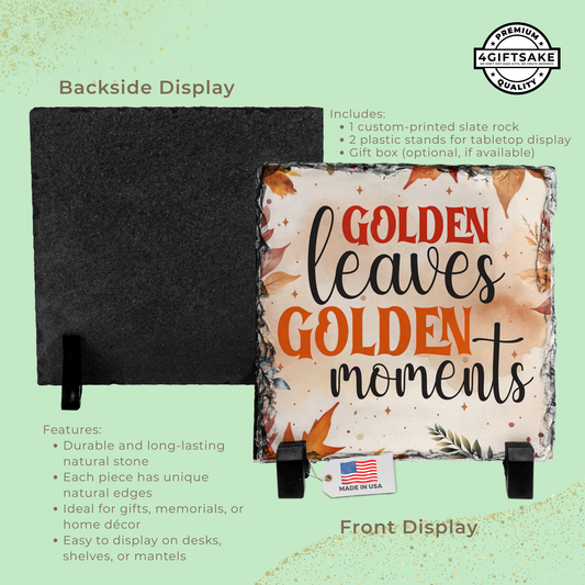 Golden Leaves, Golden Moments - Seasonal Stone Plaque For Fall