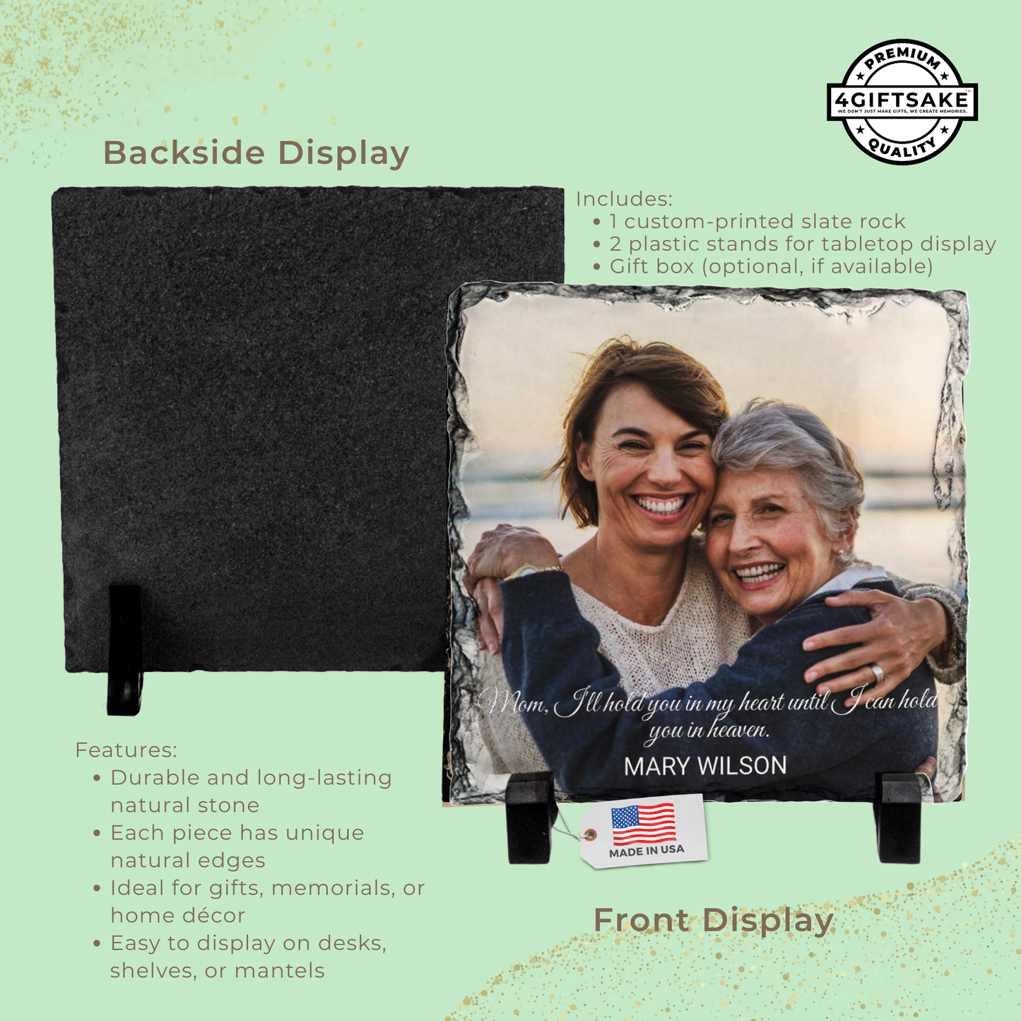 Memorial-Slate - Fully Customizable Stone Plaque Frame To Remember A Loved One