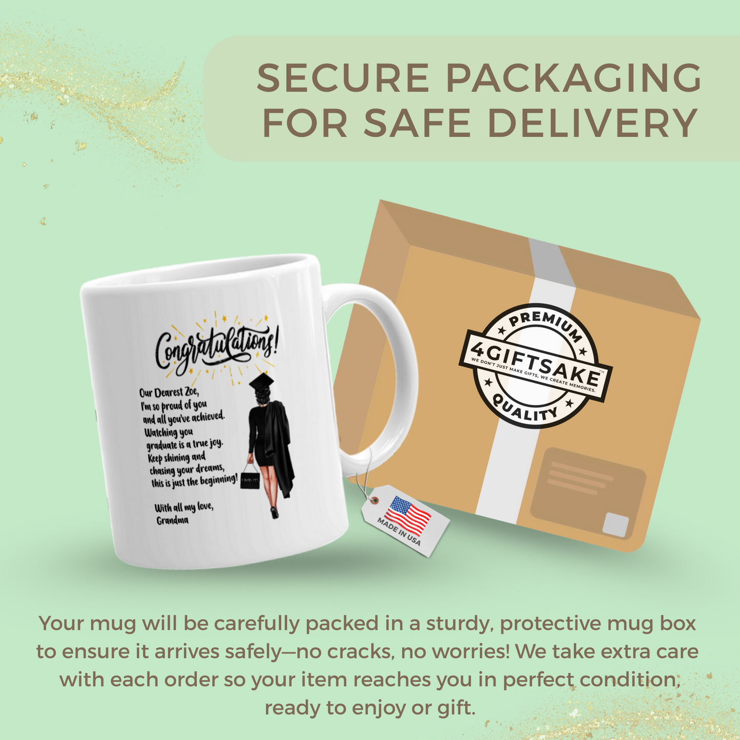 Graduating girl with a custom message - Class of 2025 - Personalized Double Sided Mug