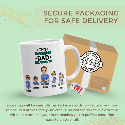 This Awesome Dad Belongs To... Fully Customized Double Sided Mug
