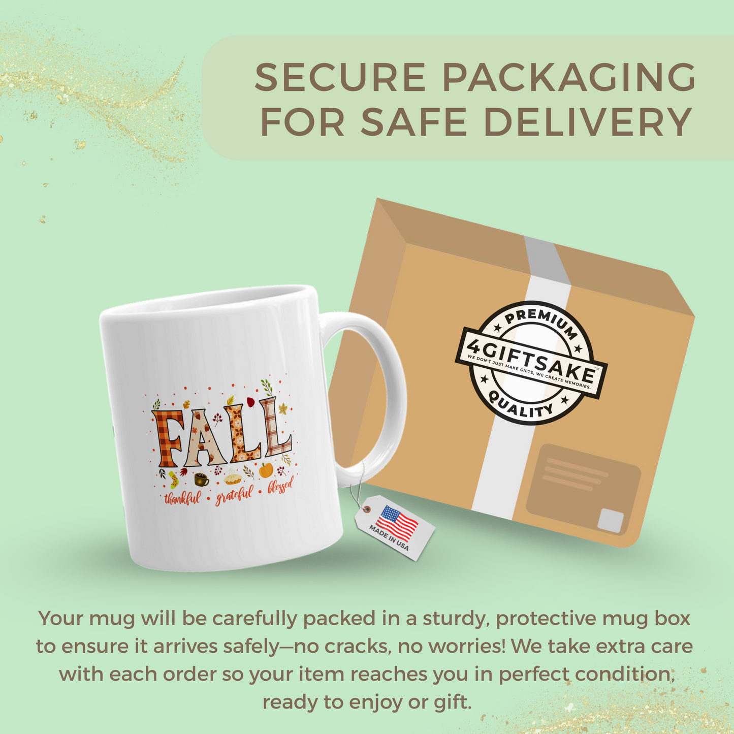 Fall - Thankful. Grateful. Blessed - Seasonal Themed Double Sided Personalized Mug for Fall Season