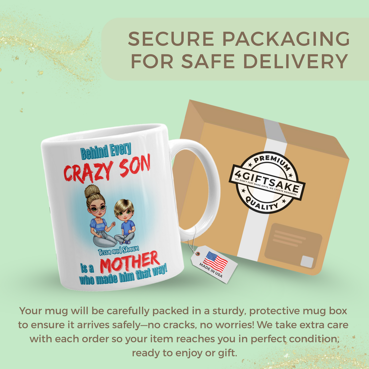 Mother & Son - Behind Every Crazy Son is a Mother Who Made Him That Way! - Double Sided Personalized Mug