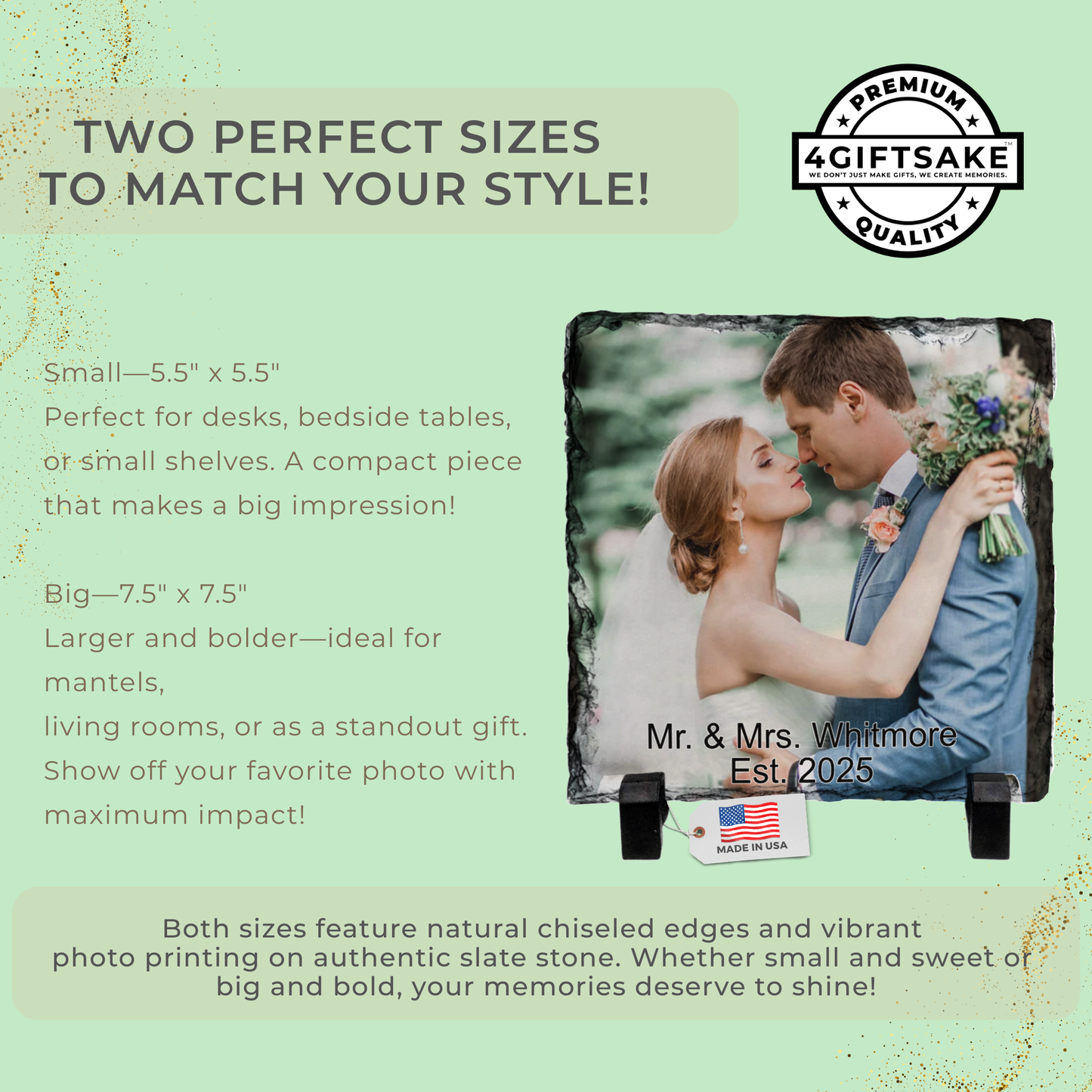 Wedding-Slate - Fully Customizable Stone Plaque Frame for Couples