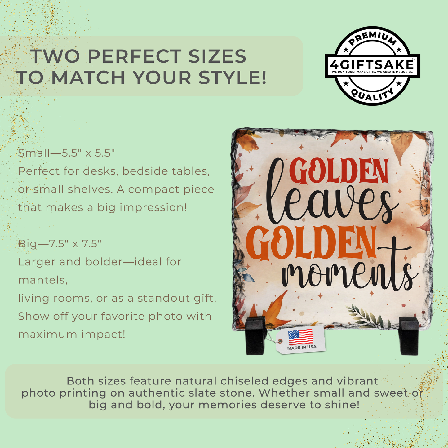 Golden Leaves, Golden Moments - Seasonal Stone Plaque For Fall