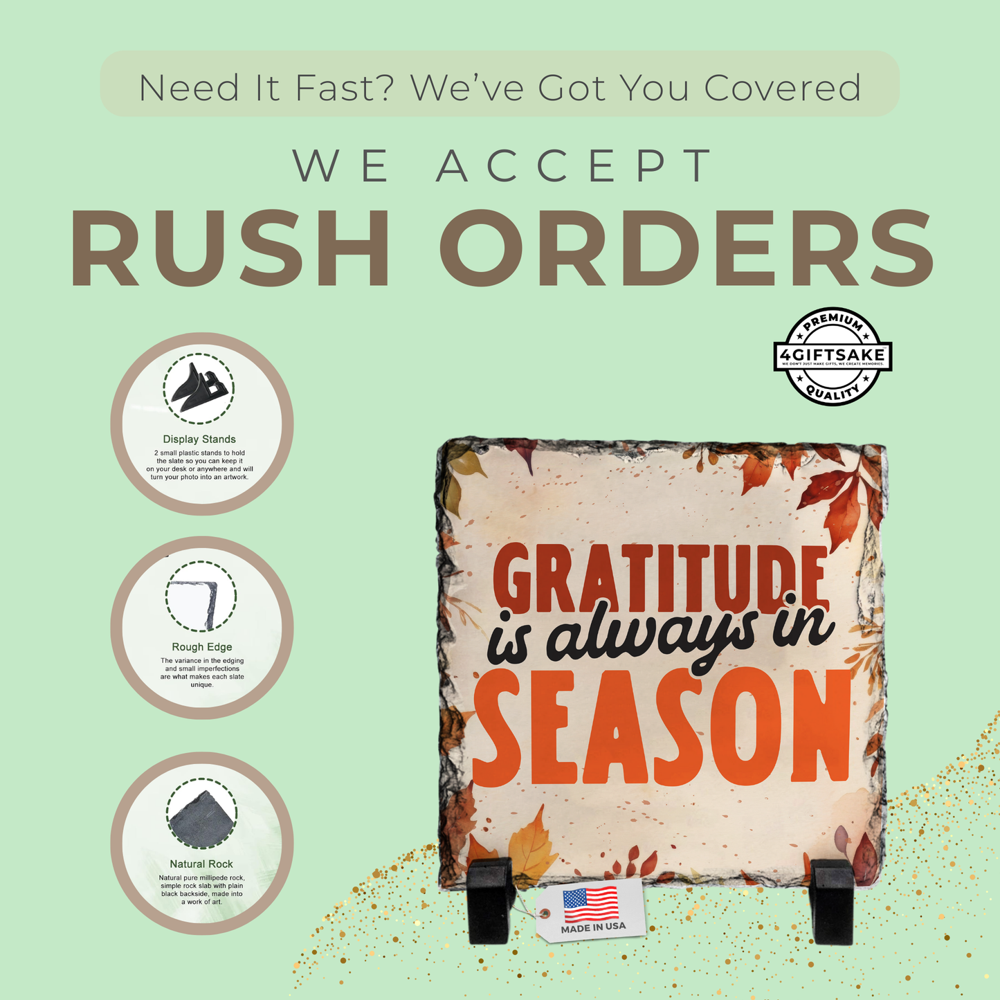 Gratitude is Always in Season - Seasonal Stone Plaque For Fall