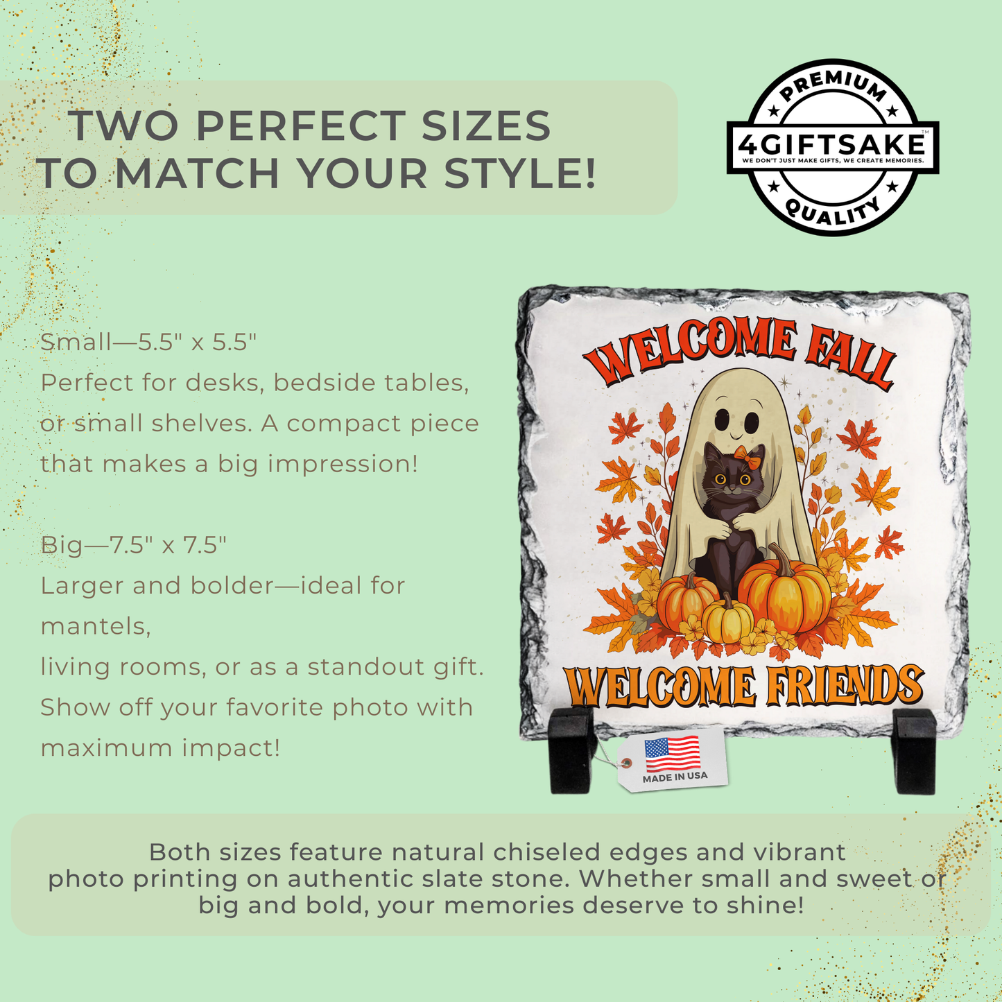 Welcome Fall, Welcome Friends - Seasonal Stone Plaque For Fall and Halloween