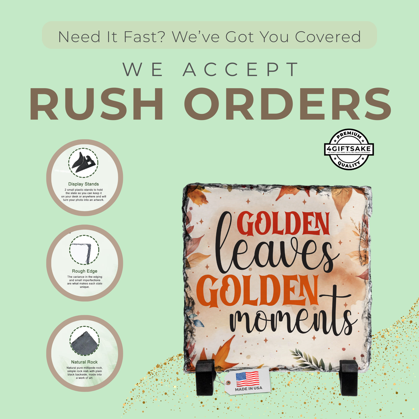 Golden Leaves, Golden Moments - Seasonal Stone Plaque For Fall