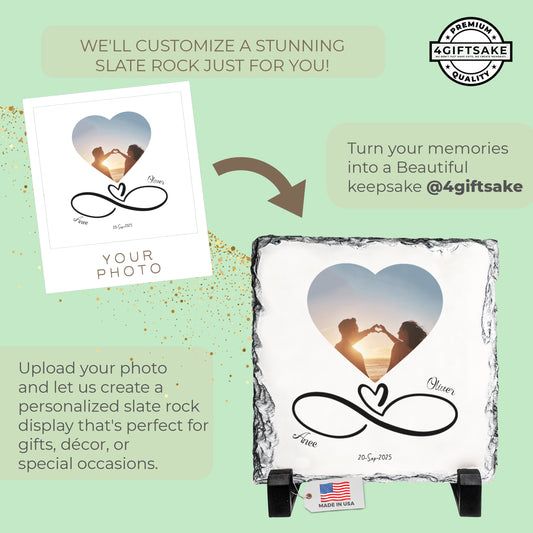 Infinity Love-Slate – Fully Customizable Stone Plaque Frame for Couples – Valentine’s Day Gift