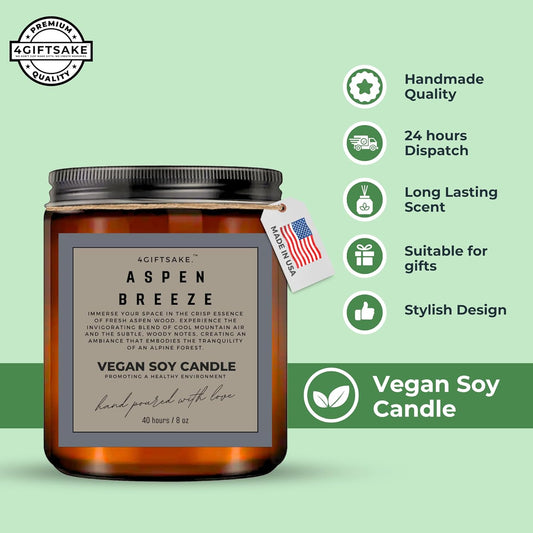 Aspen Breeze - 8oz Hand-made Scented Candle by 4Giftsake