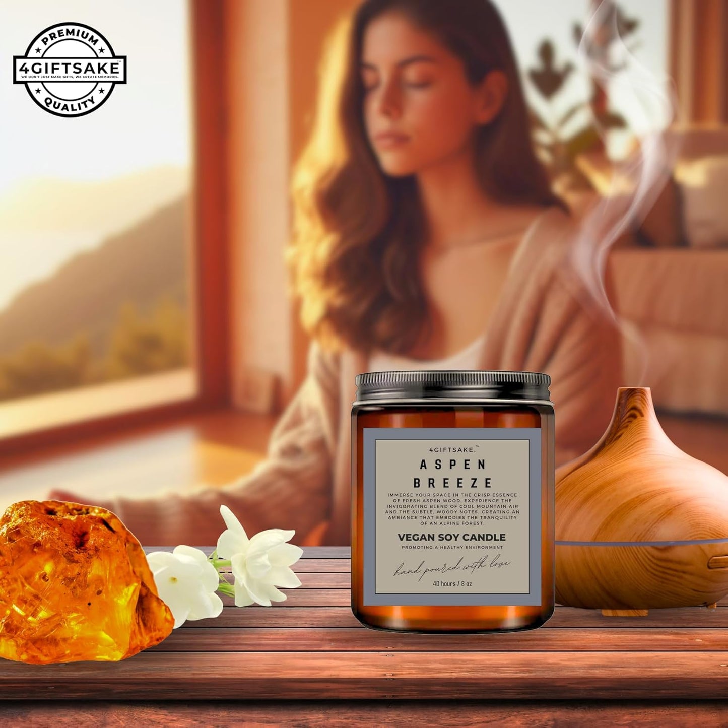 Aspen Breeze - 8oz Hand-made Scented Candle by 4Giftsake