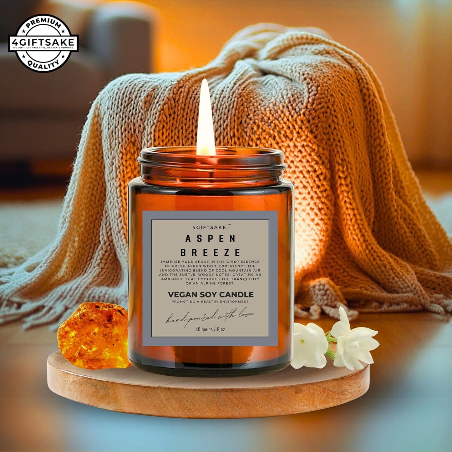 Aspen Breeze - 8oz Hand-made Scented Candle by 4Giftsake