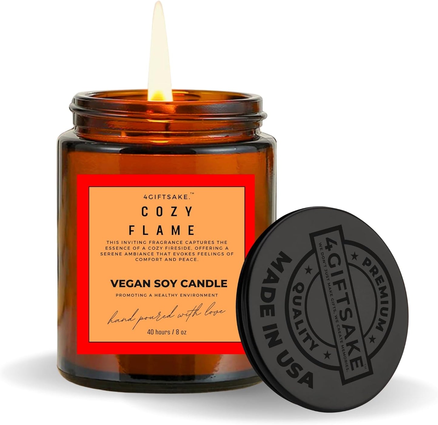 Cozy Flame - 8oz Hand-made Scented Candle by 4Giftsake
