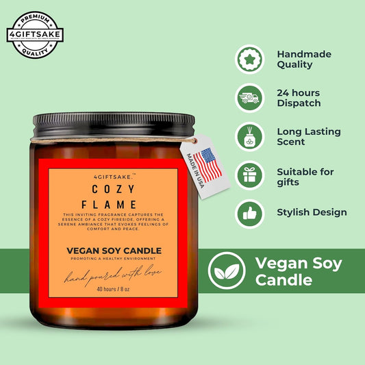 Cozy Flame - 8oz Hand-made Scented Candle by 4Giftsake
