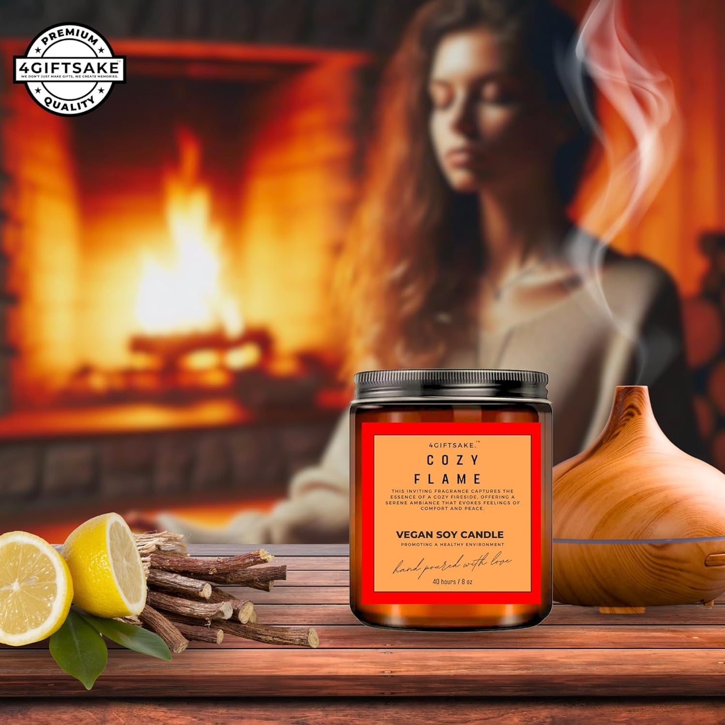 Cozy Flame - 8oz Hand-made Scented Candle by 4Giftsake