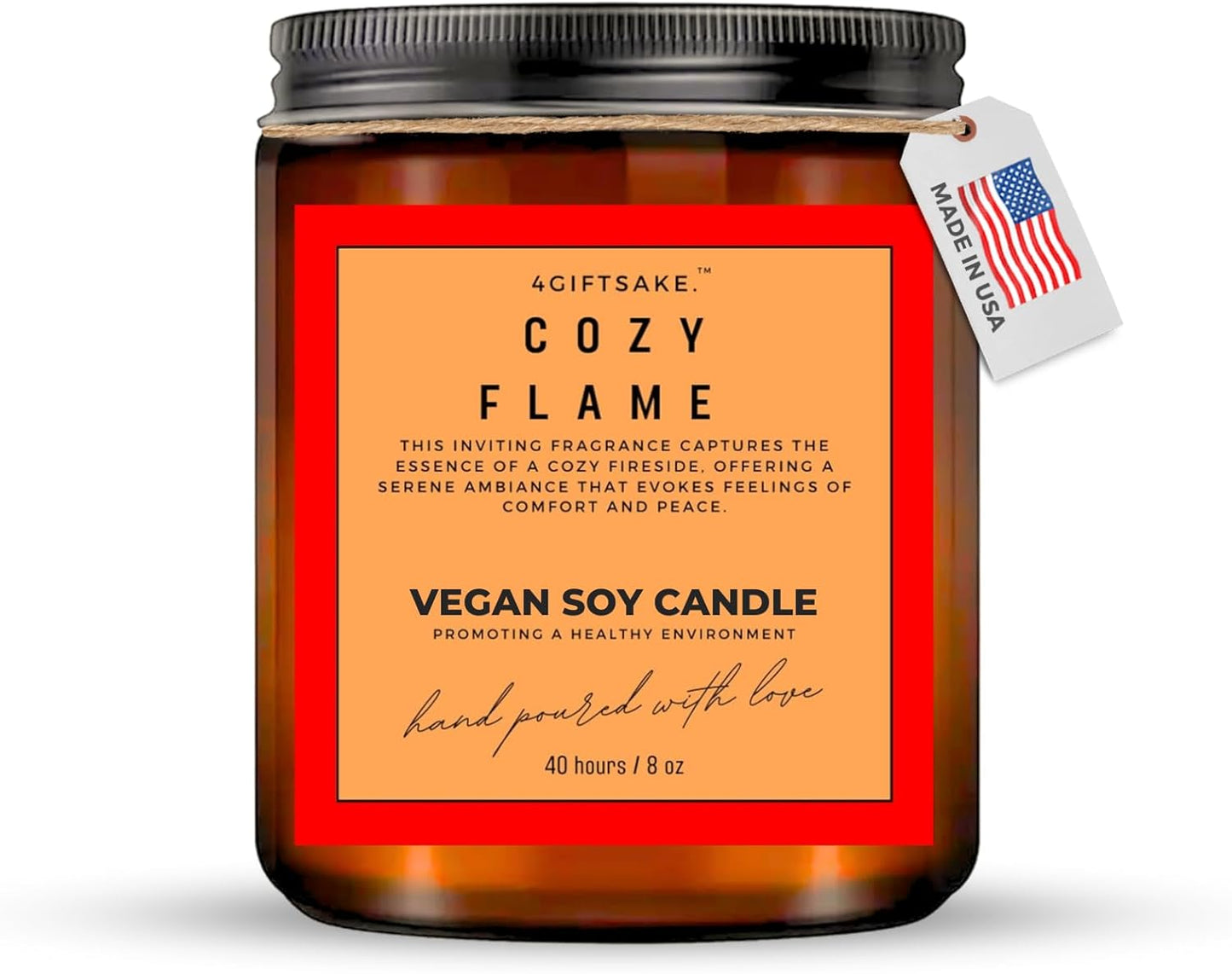 Cozy Flame - 8oz Hand-made Scented Candle by 4Giftsake