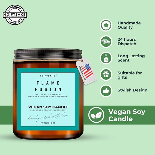 Flame Fusion - 8oz Hand-made Scented Candle by 4Giftsake