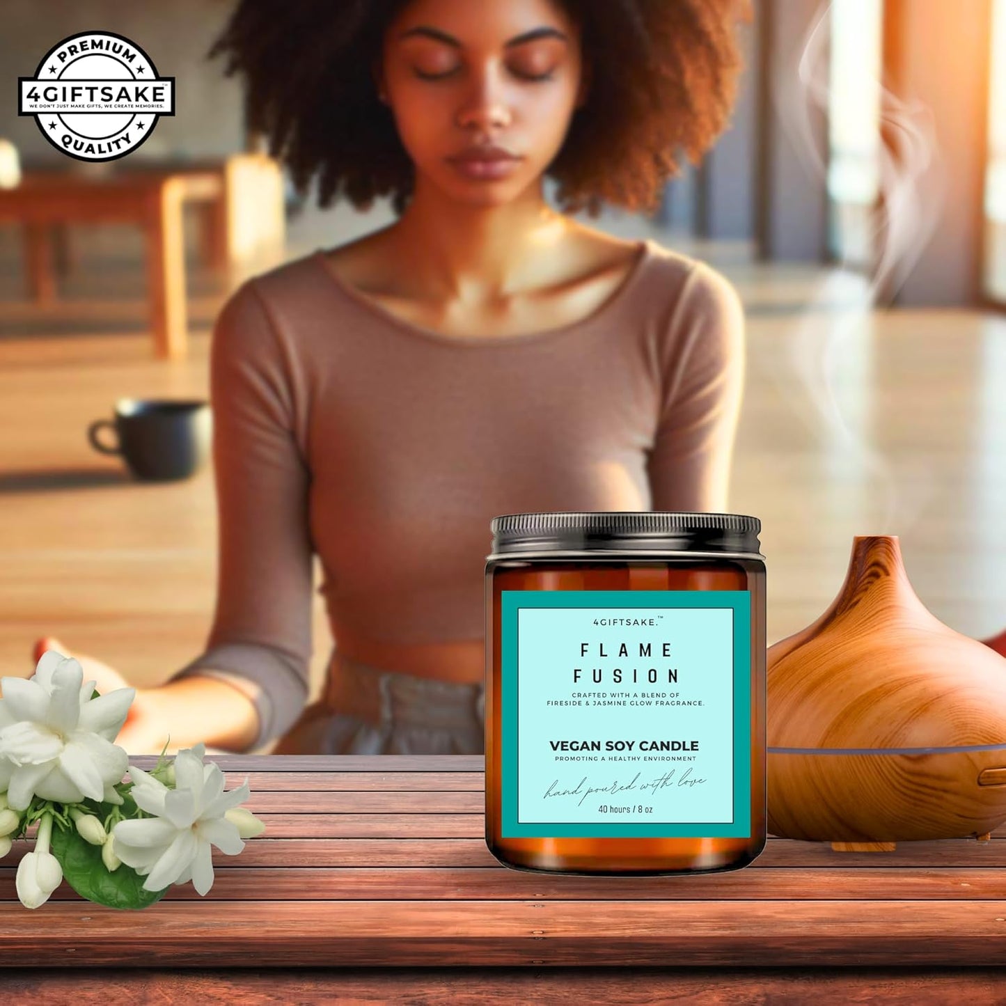Flame Fusion - 8oz Hand-made Scented Candle by 4Giftsake