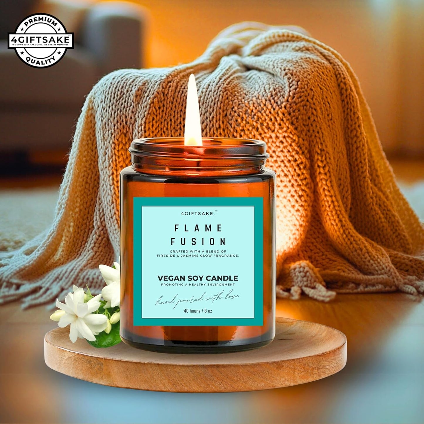 Flame Fusion - 8oz Hand-made Scented Candle by 4Giftsake