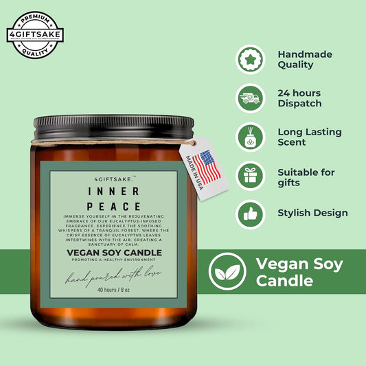 Inner Peace - 8oz Hand-made Scented Candle by 4Giftsake