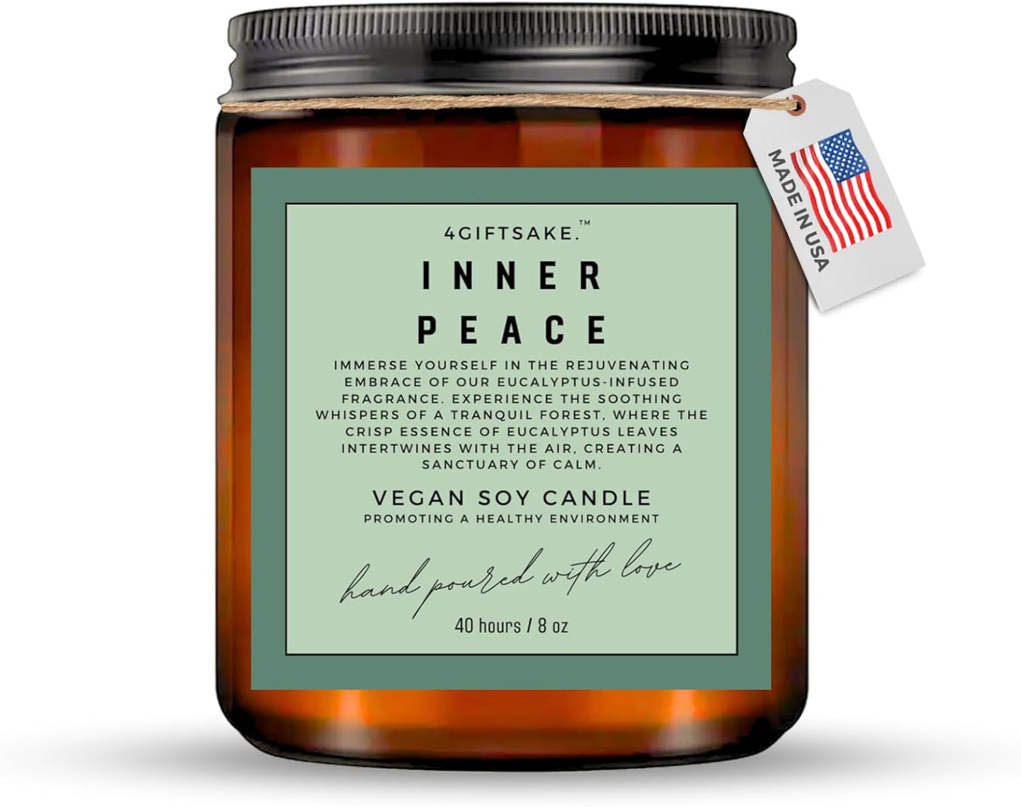 Inner Peace - 8oz Hand-made Scented Candle by 4Giftsake