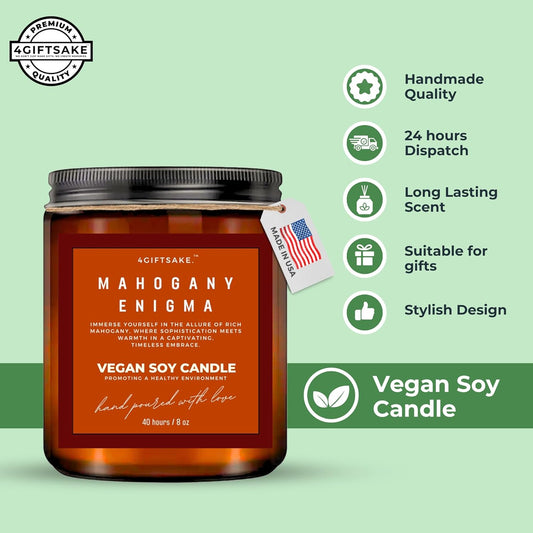 Mahogany Enigma - 8oz Hand-made Scented Candle by 4Giftsake