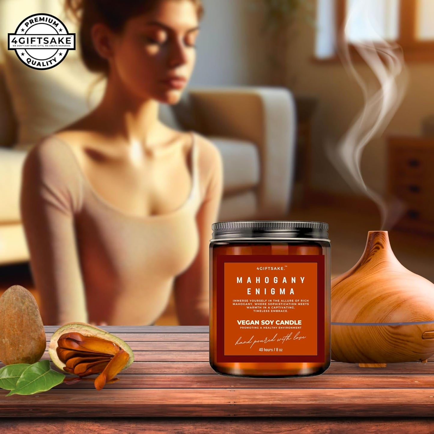 Mahogany Enigma - 8oz Hand-made Scented Candle by 4Giftsake