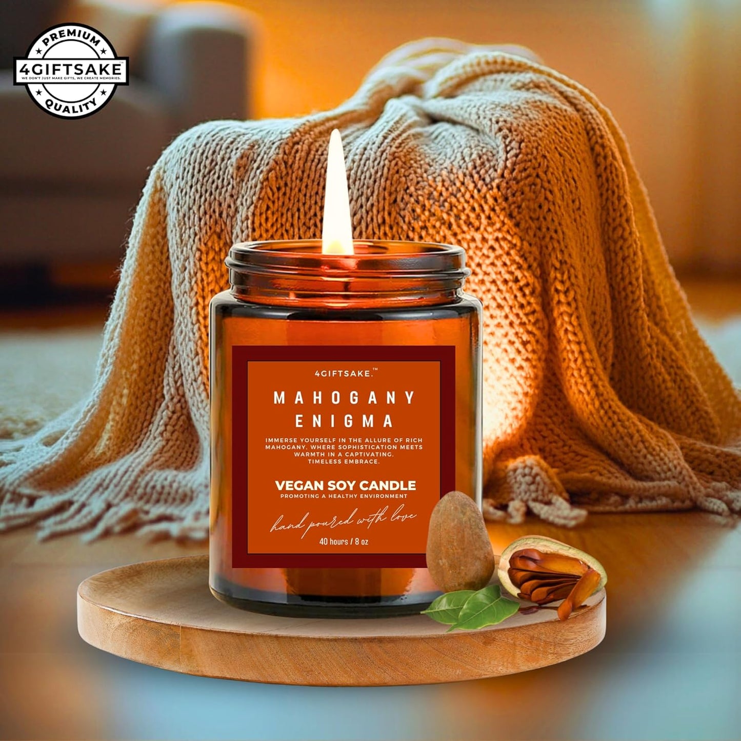 Mahogany Enigma - 8oz Hand-made Scented Candle by 4Giftsake