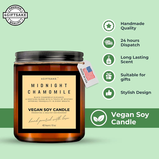 Midnight Chamomile - 8oz Hand-made Scented Candle by 4Giftsake