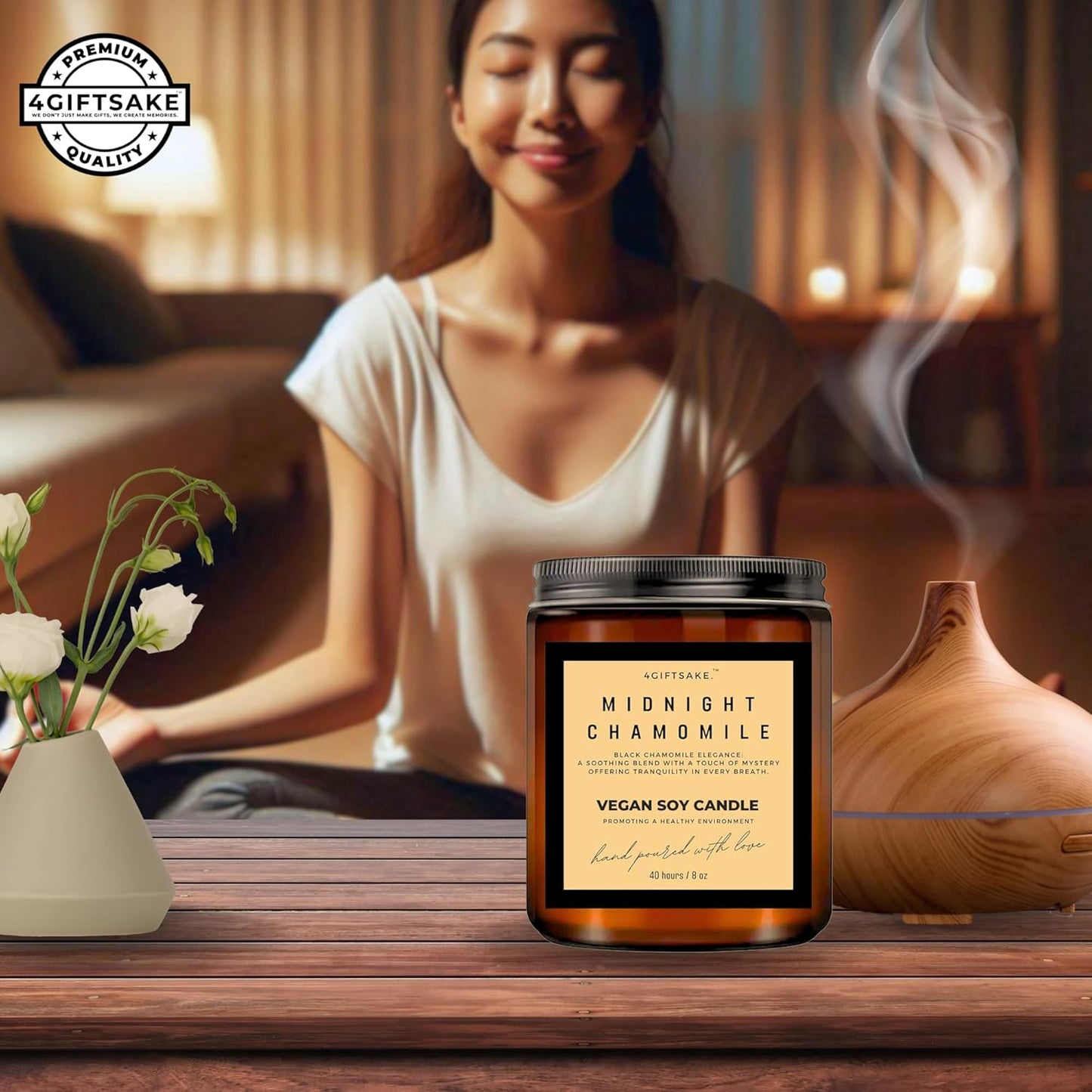 Midnight Chamomile - 8oz Hand-made Scented Candle by 4Giftsake