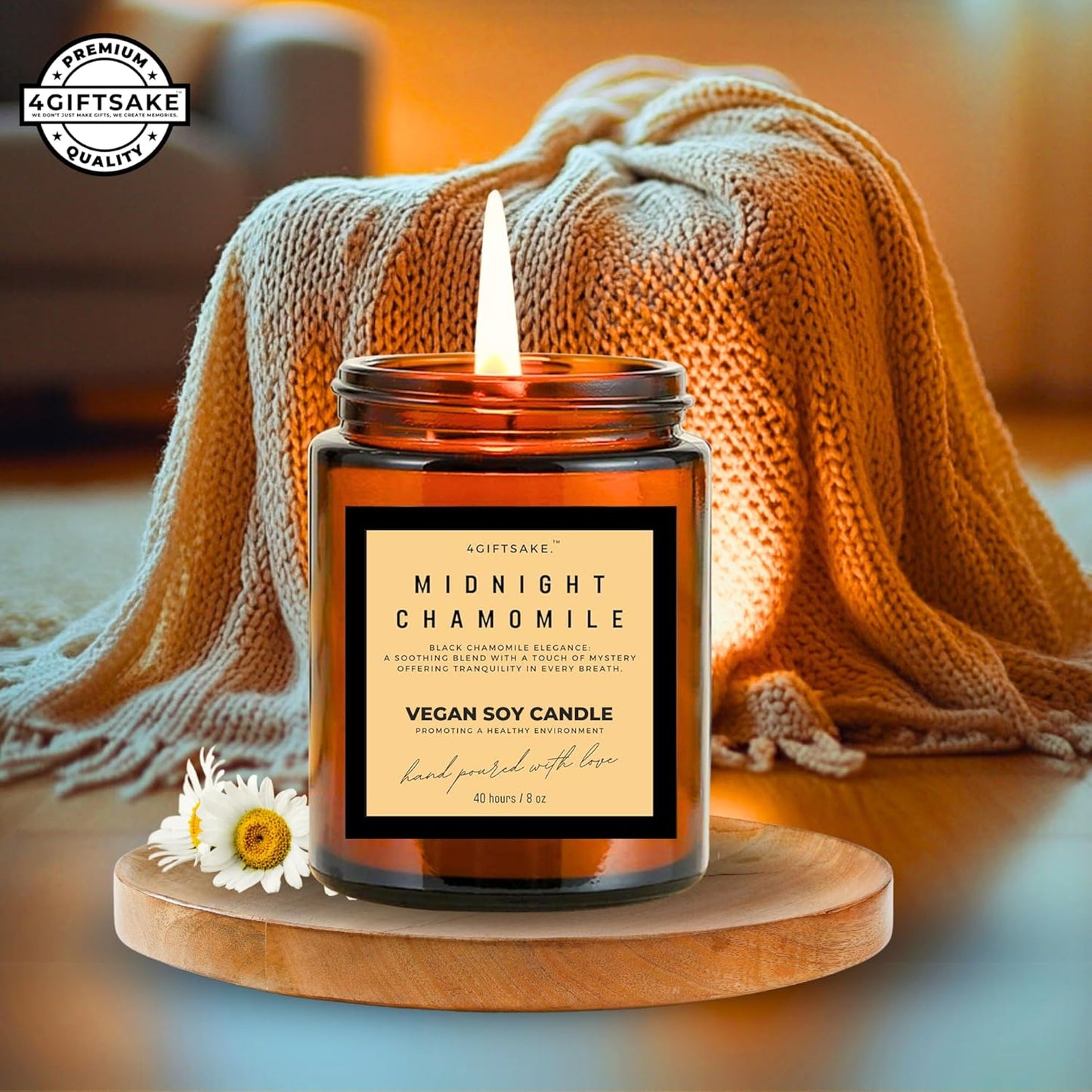 Midnight Chamomile - 8oz Hand-made Scented Candle by 4Giftsake