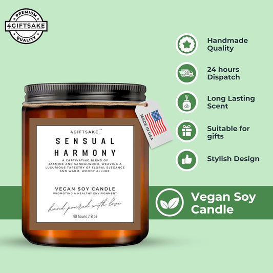 Sensual Harmony - 8oz Hand-made Scented Candle by 4Giftsake