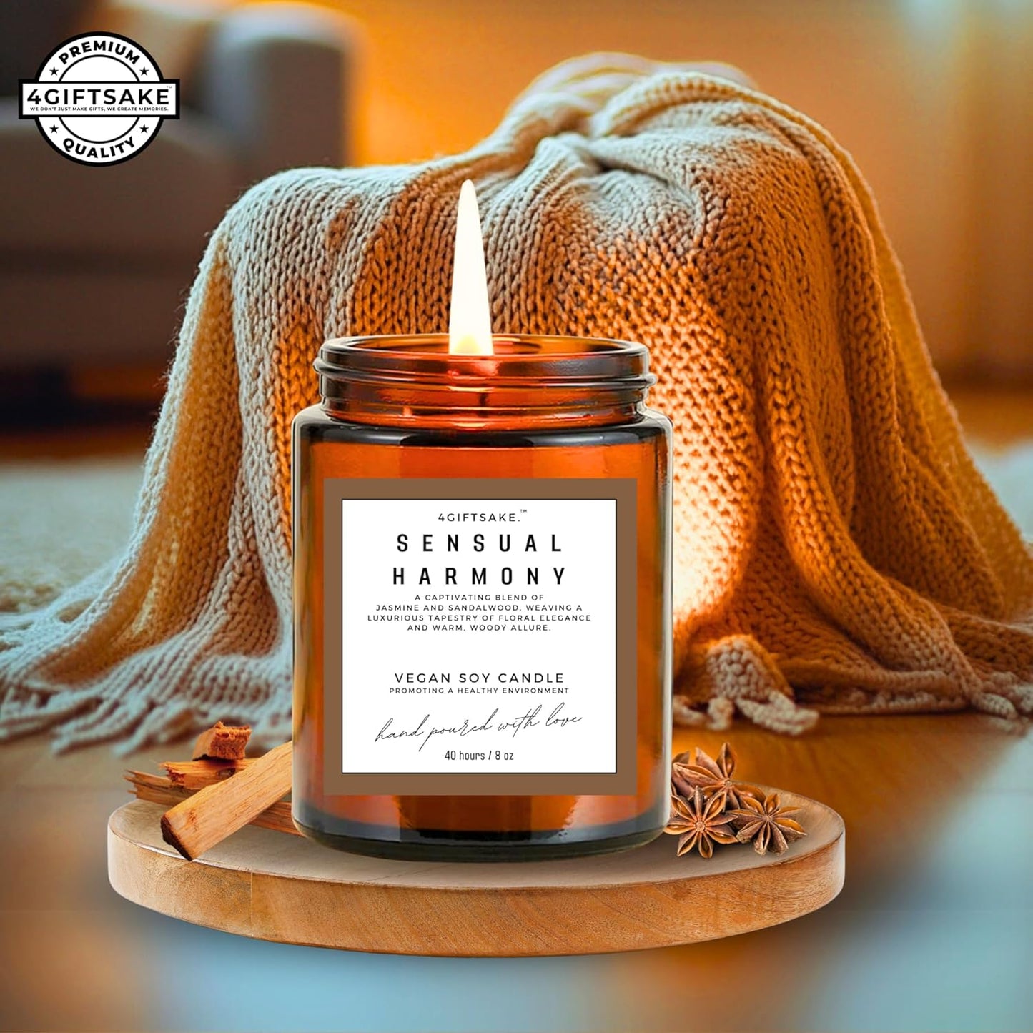 Sensual Harmony - 8oz Hand-made Scented Candle by 4Giftsake