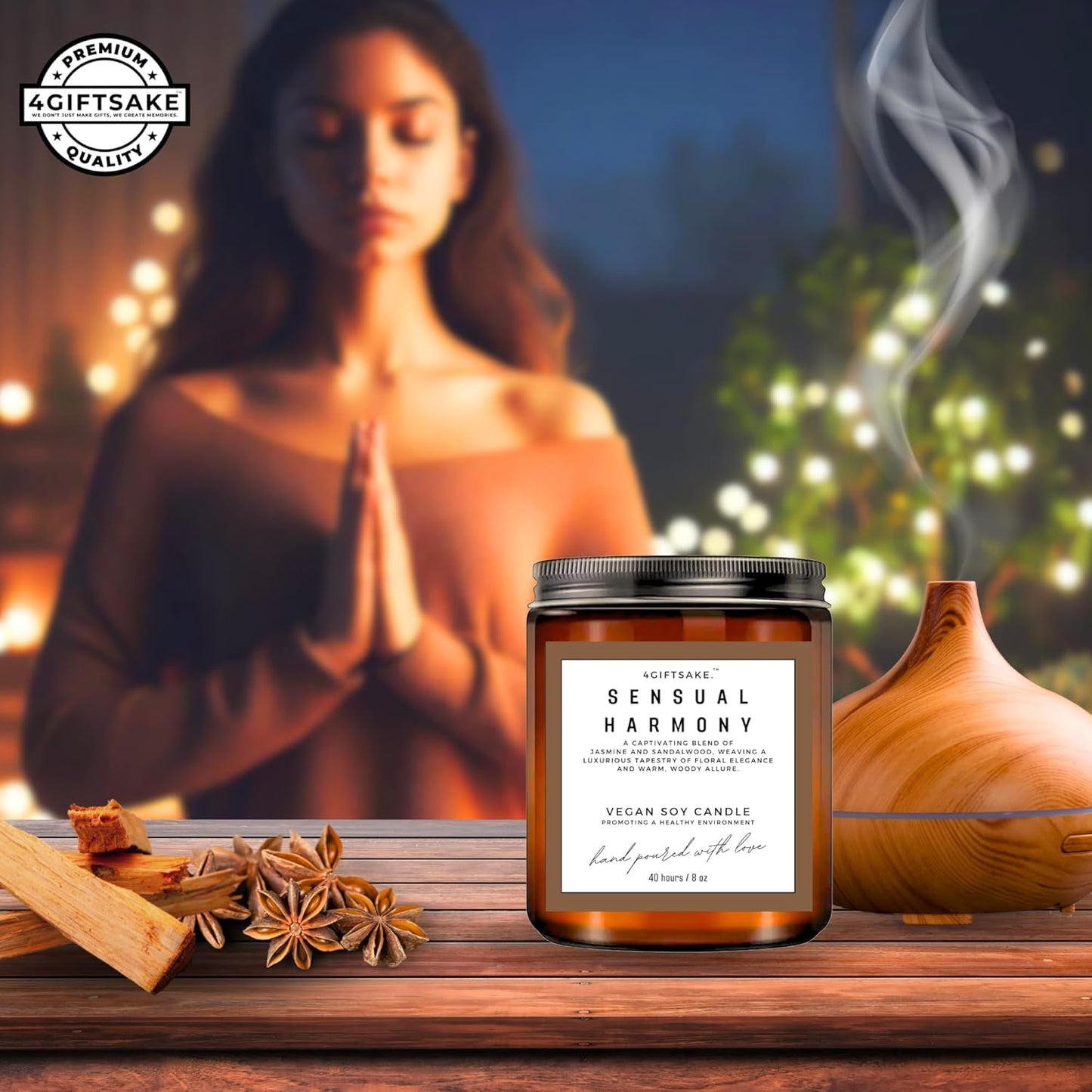 Sensual Harmony - 8oz Hand-made Scented Candle by 4Giftsake