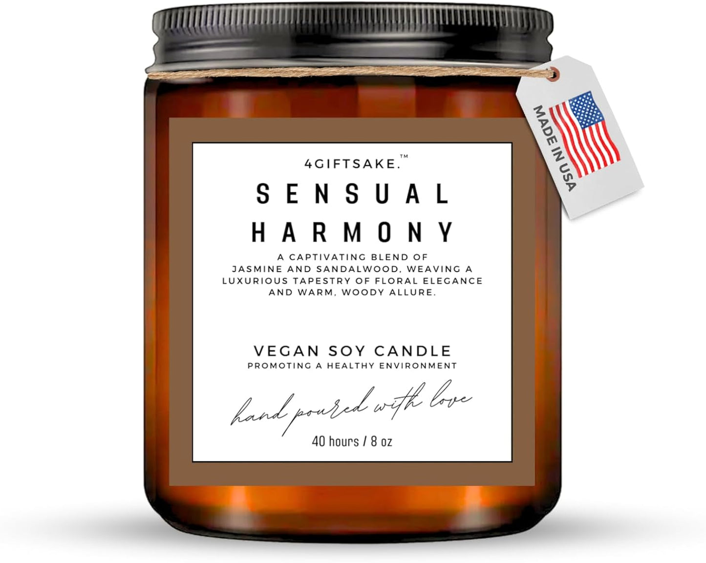 Sensual Harmony - 8oz Hand-made Scented Candle by 4Giftsake