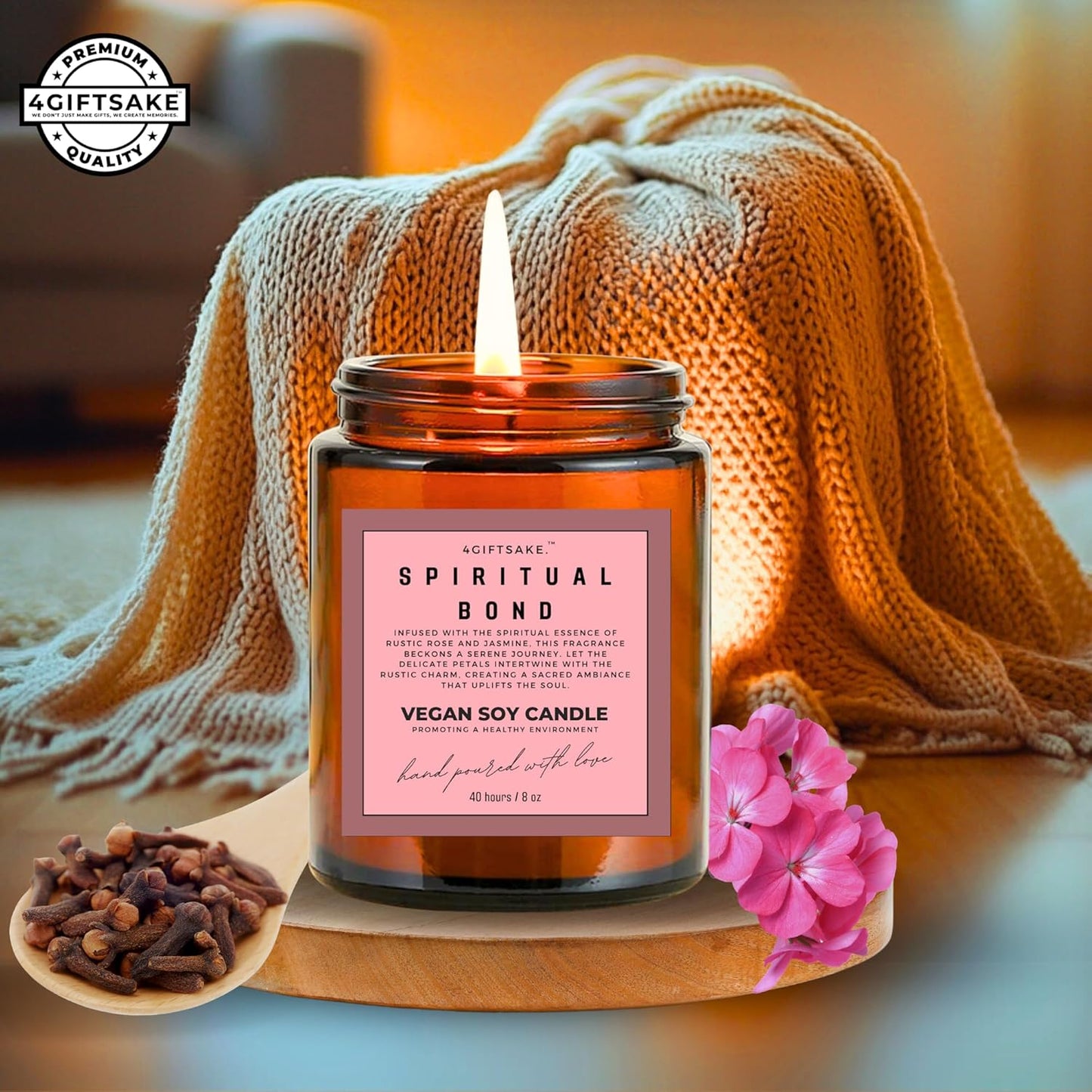 Spiritual Bond - 8oz Hand-made Scented Candle by 4Giftsake