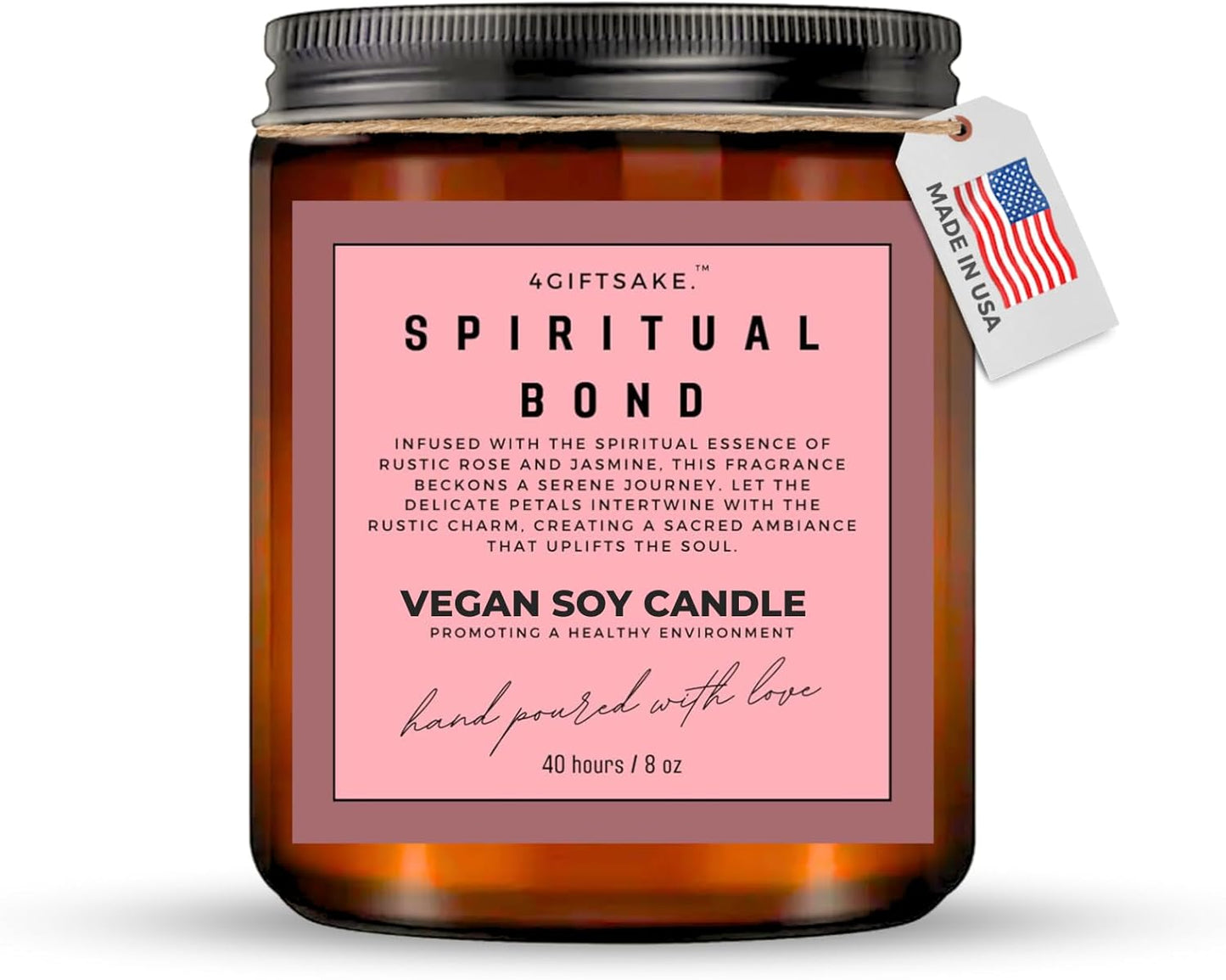 Spiritual Bond - 8oz Hand-made Scented Candle by 4Giftsake