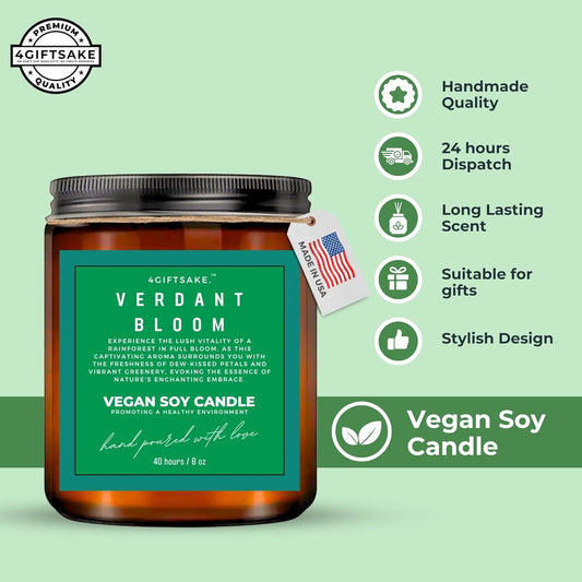 Verdant Bloom - 8oz Hand-made Scented Candle by 4Giftsake
