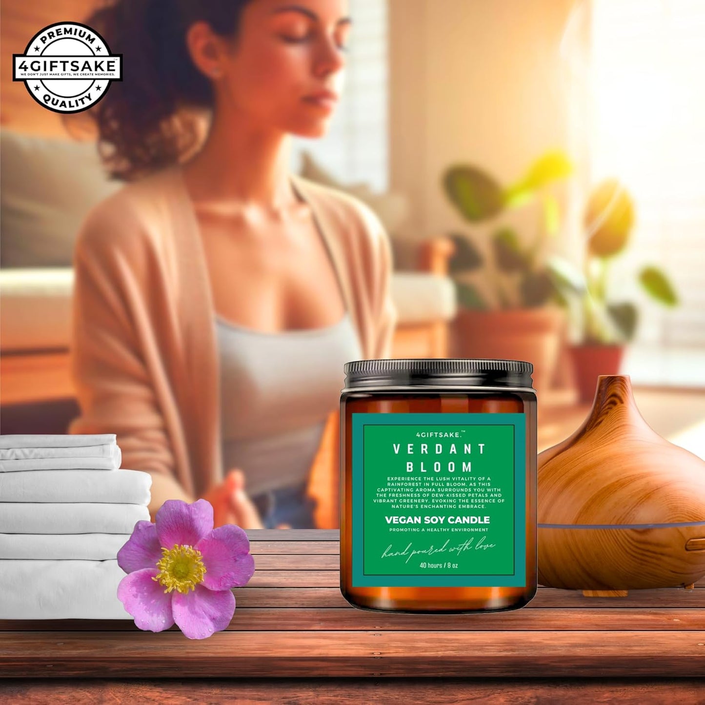 Verdant Bloom - 8oz Hand-made Scented Candle by 4Giftsake