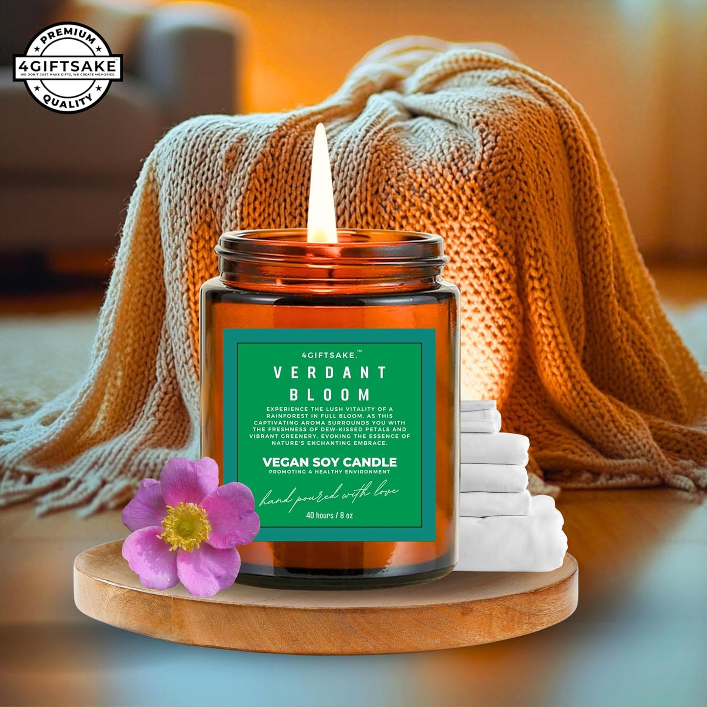 Verdant Bloom - 8oz Hand-made Scented Candle by 4Giftsake